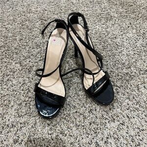 Black strappy high heel sandal